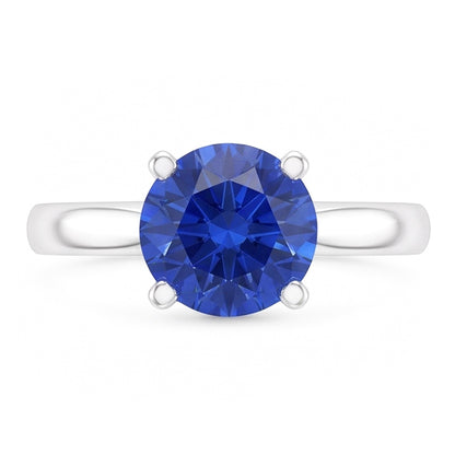 Natural Real ( Not Lab Grown )  2 Carat Round Sapphire Engagement Ring