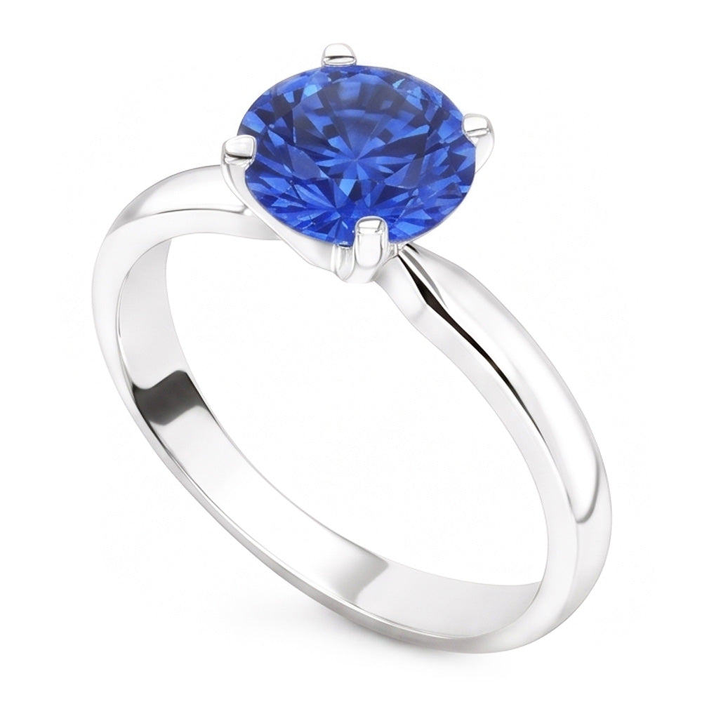 Natural Real ( Not Lab Grown )  2 Carat Round Sapphire Engagement Ring
