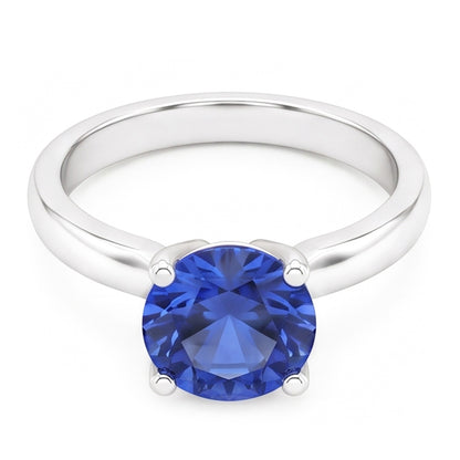 Natural Real ( Not Lab Grown )  2 Carat Round Sapphire Engagement Ring