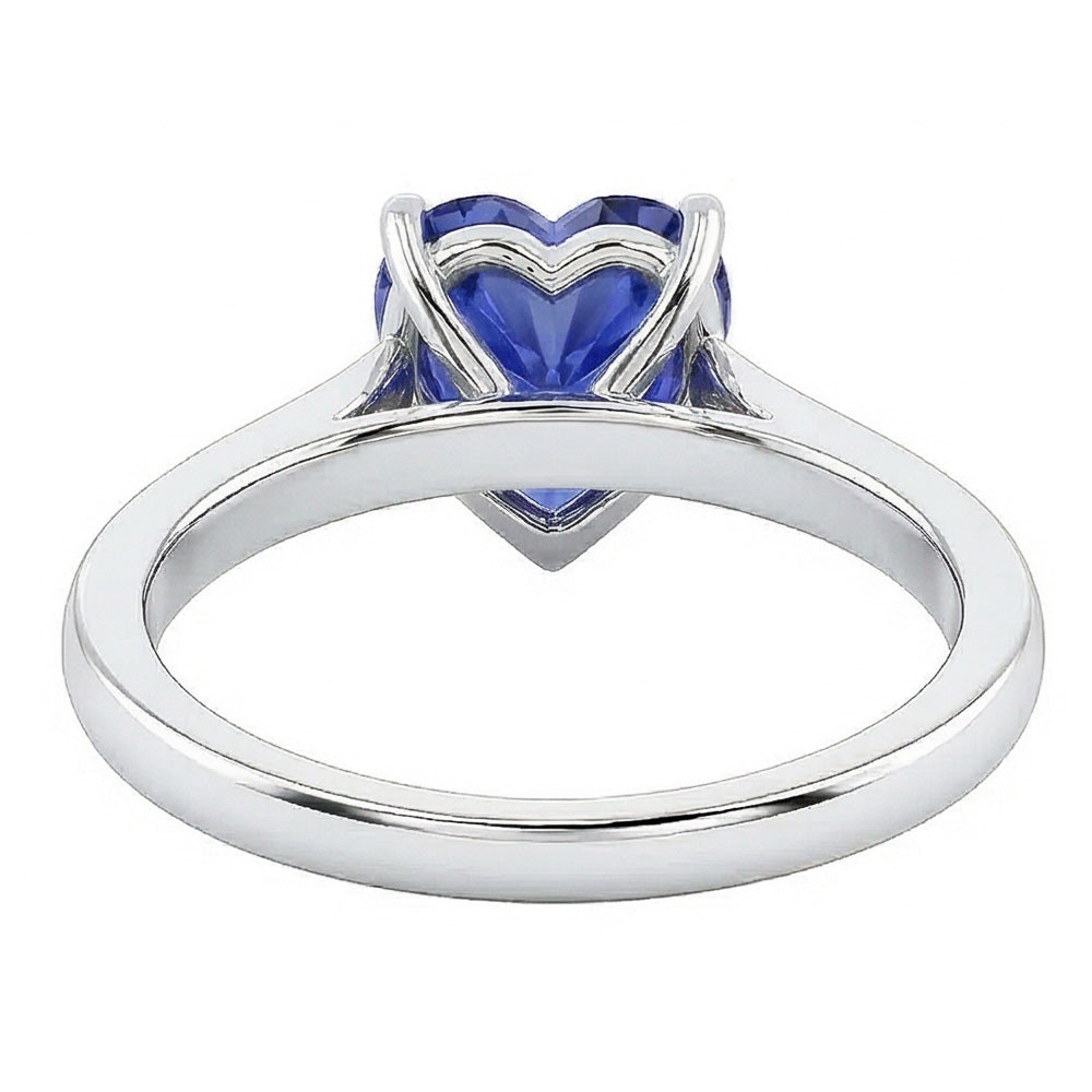 Natural Real ( Not Lab Grown )  2 Carat Solitaire Ring Heart Prong Set Light Blue Sapphire Gold 14K