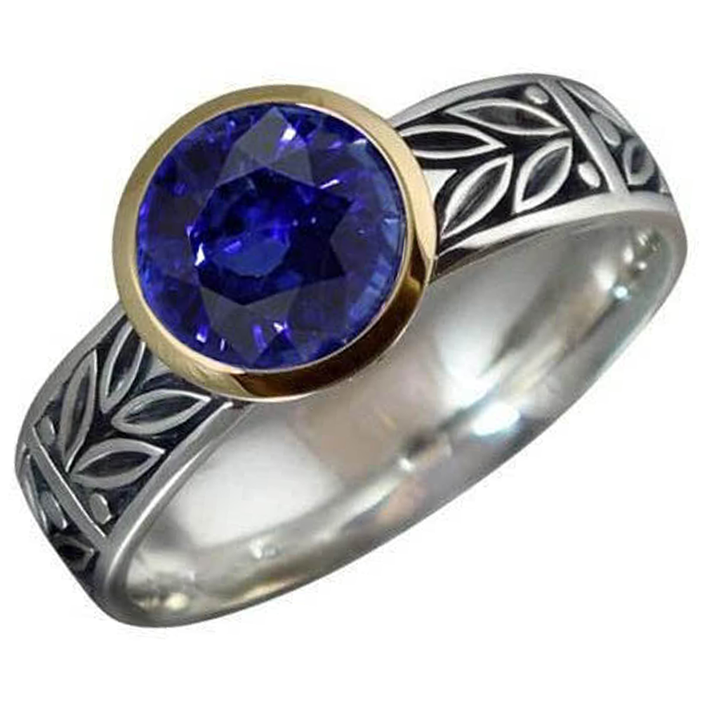 Natural Real ( Not Lab Grown )  2 Carat Solitaire Ring Round Tanzanite AAA Antique Style Jewelry