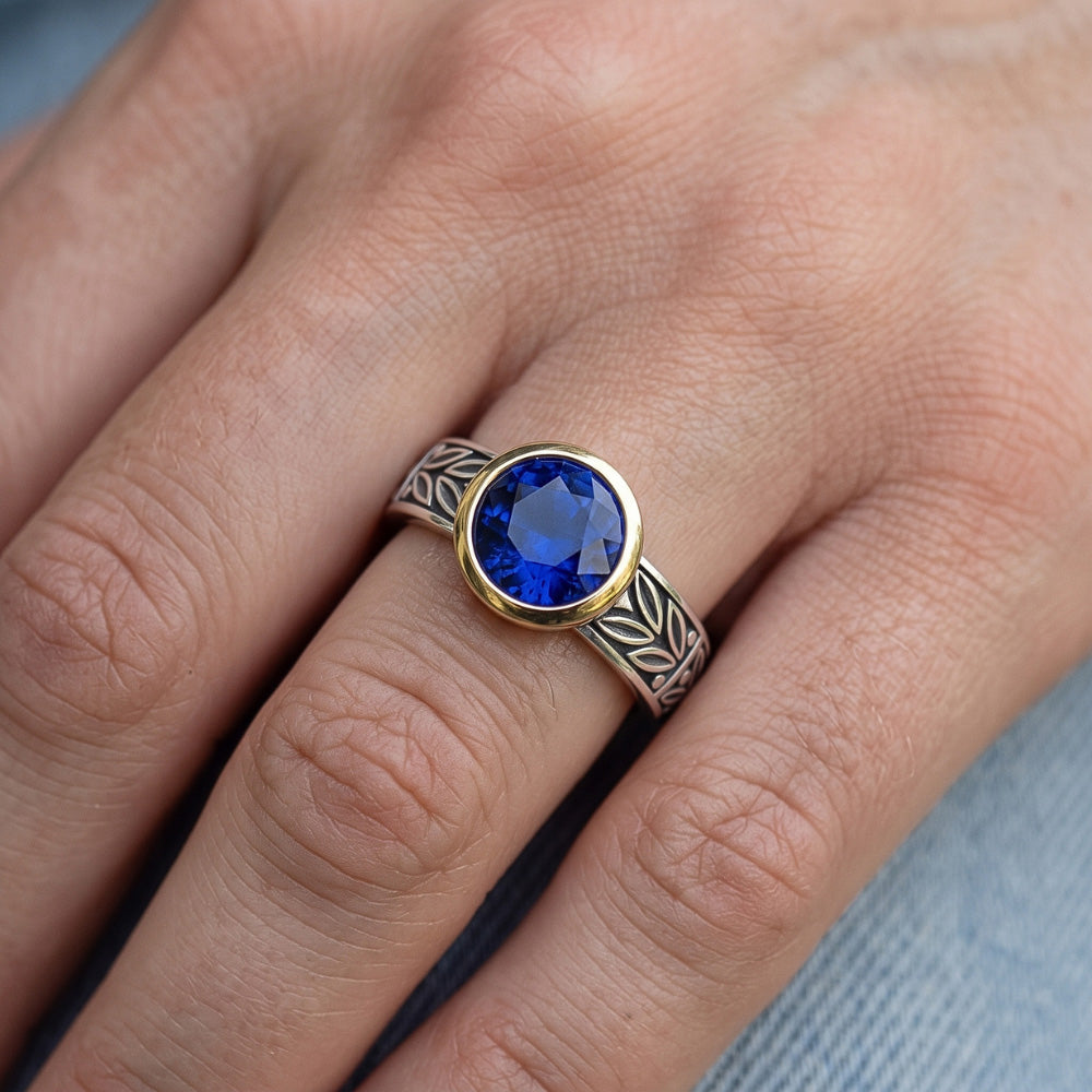 Natural Real ( Not Lab Grown )  2 Carat Solitaire Ring Round Tanzanite AAA Antique Style Jewelry