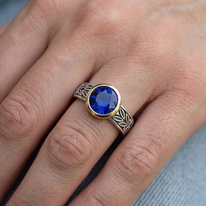 Natural Real ( Not Lab Grown )  2 Carat Solitaire Ring Round Tanzanite AAA Antique Style Jewelry