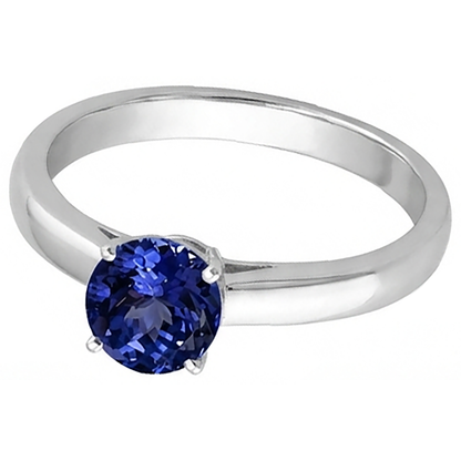 Natural Real ( Not Lab Grown )  2 Carat Tanzanite Solitaire Ring New Solid 14K White Gold
