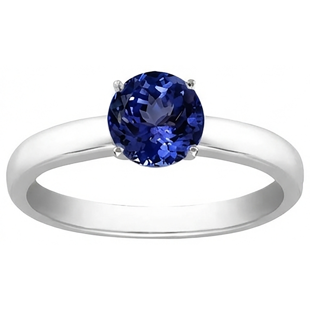 Natural Real ( Not Lab Grown )  2 Carat Tanzanite Solitaire Ring New Solid 14K White Gold