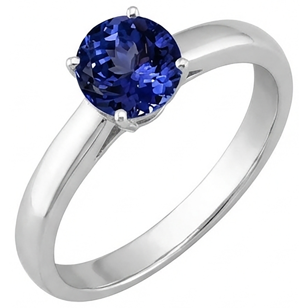 Natural Real ( Not Lab Grown )  2 Carat Tanzanite Solitaire Ring New Solid 14K White Gold
