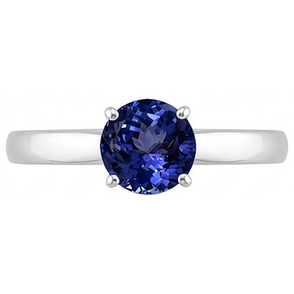 Natural Real ( Not Lab Grown )  2 Carat Tanzanite Solitaire Ring New Solid 14K White Gold