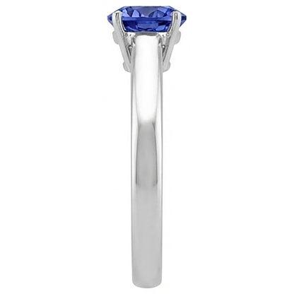 Natural Real ( Not Lab Grown )  2 Carat Tanzanite Solitaire Ring New Solid 14K White Gold