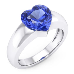 Natural Real ( Not Lab Grown )  2 Carats Ceylon Sapphire Solitaire Ring Heart Shaped Thick Shank