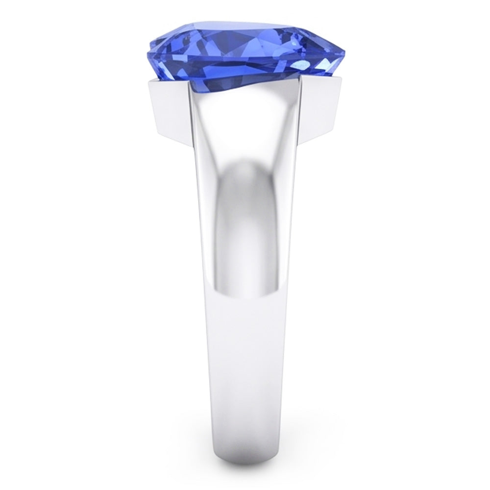 Natural Real ( Not Lab Grown )  2 Carats Ceylon Sapphire Solitaire Ring Heart Shaped Thick Shank