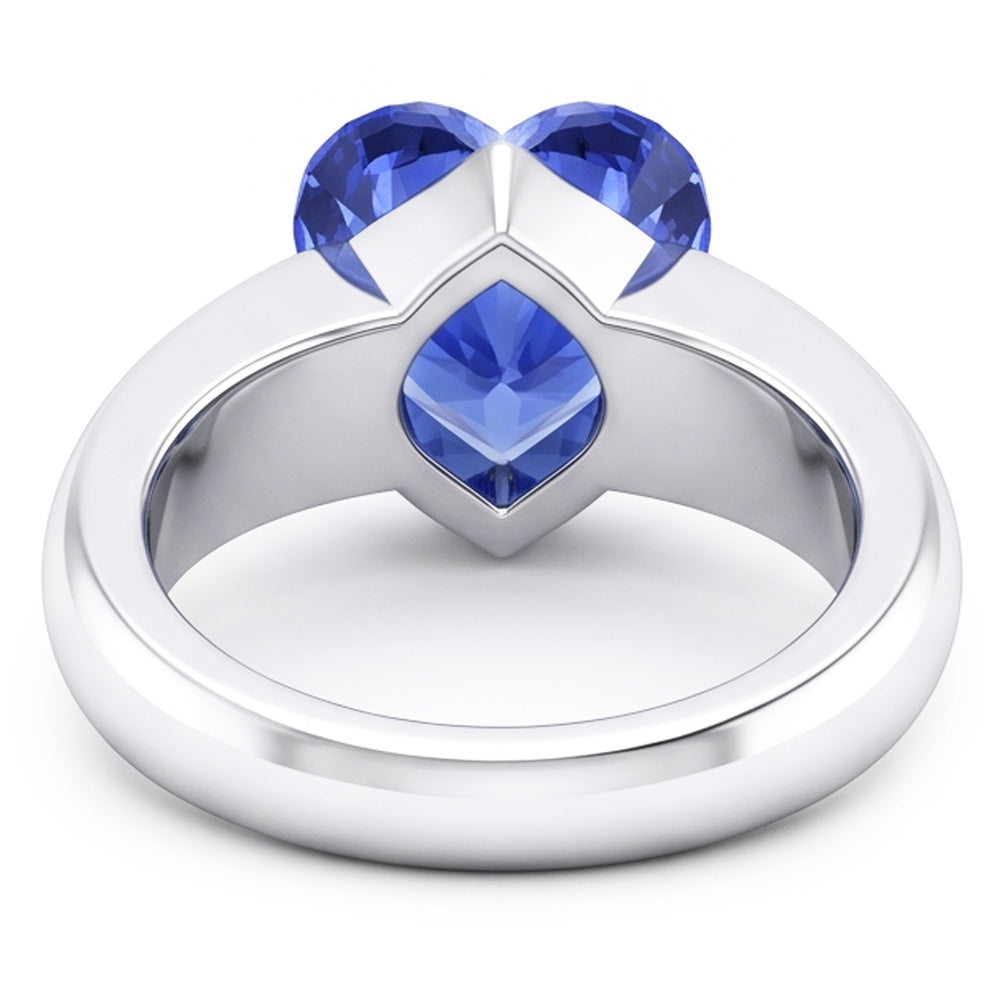 Natural Real ( Not Lab Grown )  2 Carats Ceylon Sapphire Solitaire Ring Heart Shaped Thick Shank