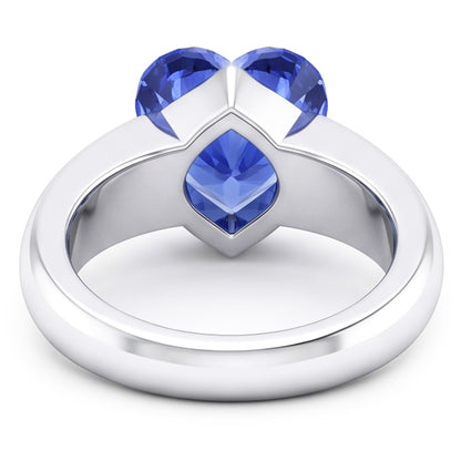 Natural Real ( Not Lab Grown )  2 Carats Ceylon Sapphire Solitaire Ring Heart Shaped Thick Shank