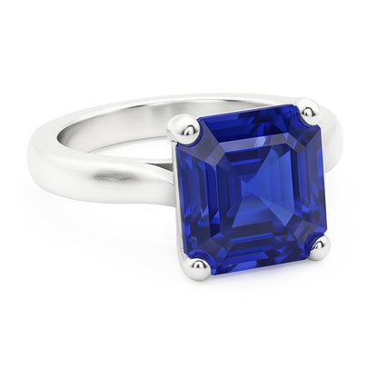 Natural Real ( Not Lab Grown )  2 Carats Emerald Solitaire Gemstone Ring Ceylon Sapphire White Gold