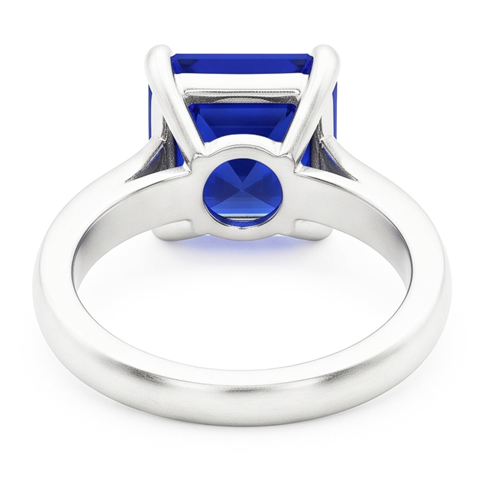 Natural Real ( Not Lab Grown )  2 Carats Emerald Solitaire Gemstone Ring Ceylon Sapphire White Gold