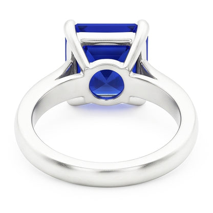 Natural Real ( Not Lab Grown )  2 Carats Emerald Solitaire Gemstone Ring Ceylon Sapphire White Gold