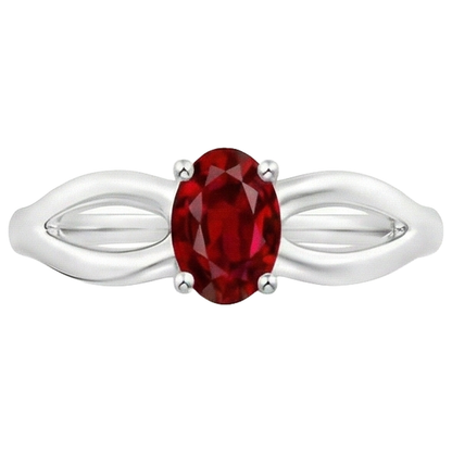 Natural Real ( Not Lab Grown )  2 Carats Solitaire Prong Set Ruby Wedding Ring White Gold 14K