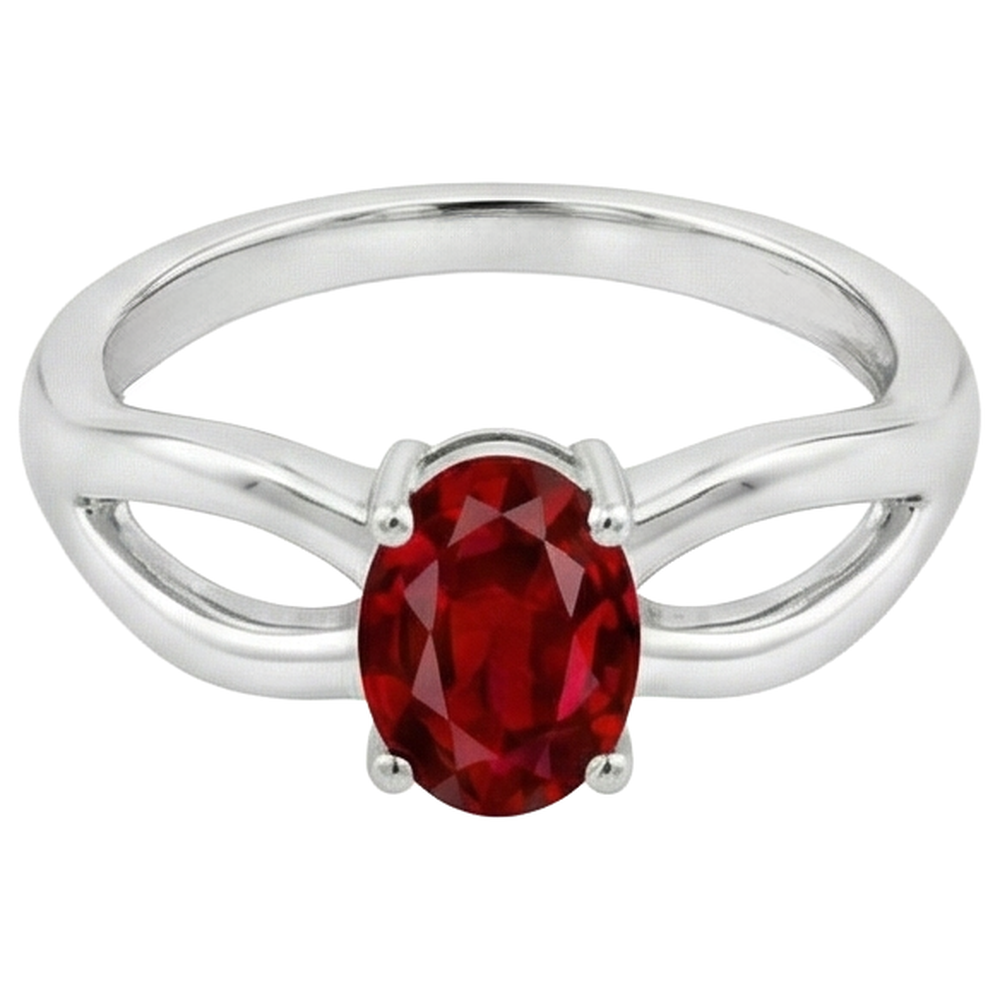 Natural Real ( Not Lab Grown )  2 Carats Solitaire Prong Set Ruby Wedding Ring White Gold 14K