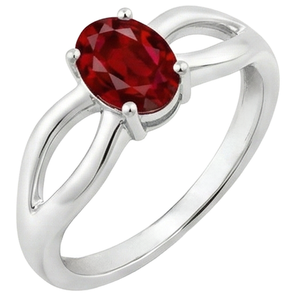 Natural Real ( Not Lab Grown )  2 Carats Solitaire Prong Set Ruby Wedding Ring White Gold 14K