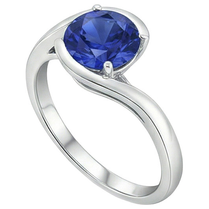 Natural Real ( Not Lab Grown )  2 Carats Solitaire Ring Ceylon Sapphire Tension Style Gold Jewelry