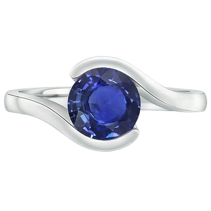 Natural Real ( Not Lab Grown )  2 Carats Solitaire Ring Ceylon Sapphire Tension Style Gold Jewelry