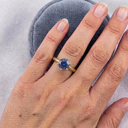 Natural Real ( Not Lab Grown )  2 Carats Solitaire Ring Genuine Yellow Gold Sri Lankan Sapphire