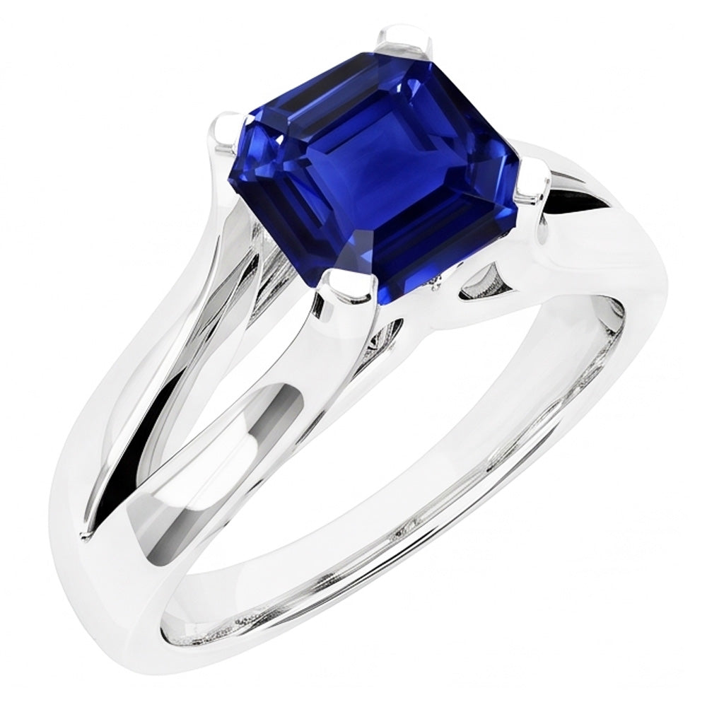 Natural Real ( Not Lab Grown )  2 Carats Solitaire Ring Split Shank Asscher Cut Srilanka Sapphire