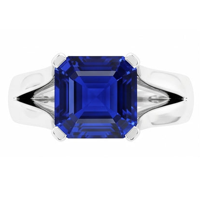 Natural Real ( Not Lab Grown )  2 Carats Solitaire Ring Split Shank Asscher Cut Srilanka Sapphire