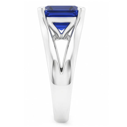 Natural Real ( Not Lab Grown )  2 Carats Solitaire Ring Split Shank Asscher Cut Srilanka Sapphire