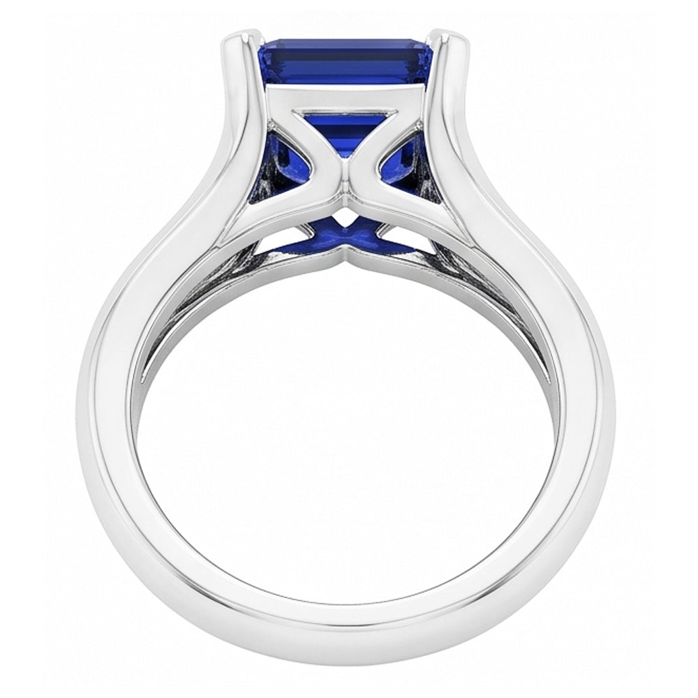 Natural Real ( Not Lab Grown )  2 Carats Solitaire Ring Split Shank Asscher Cut Srilanka Sapphire