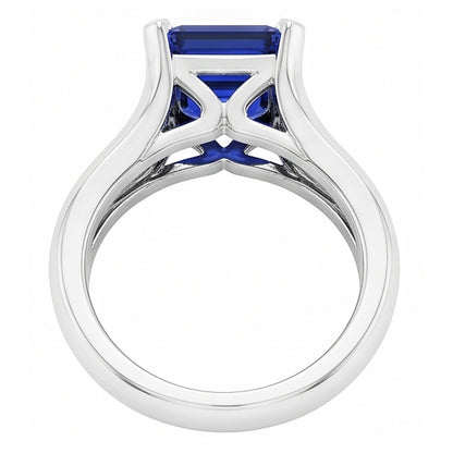 Natural Real ( Not Lab Grown )  2 Carats Solitaire Ring Split Shank Asscher Cut Srilanka Sapphire