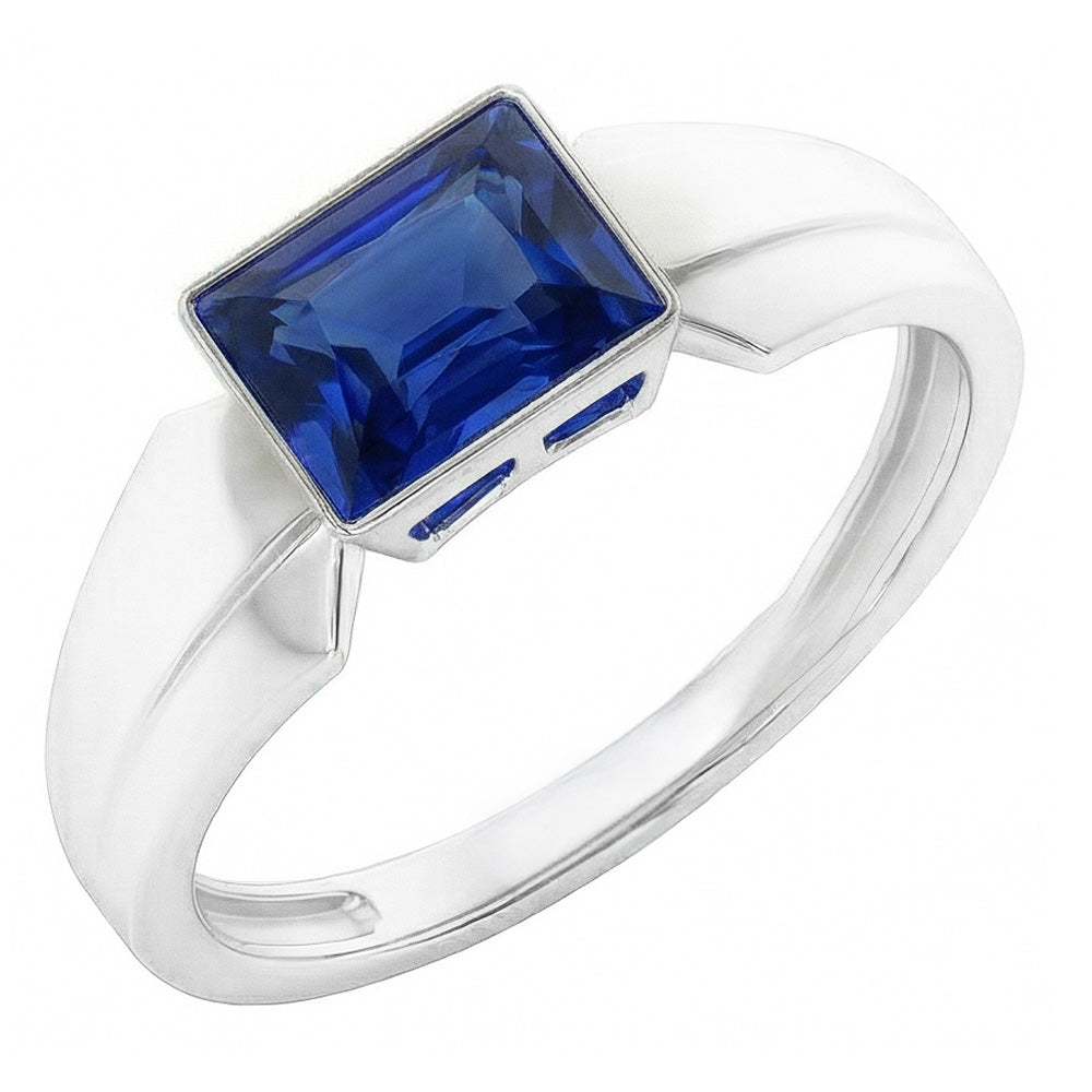 Natural Real ( Not Lab Grown )  2 Carats Solitaire Womens Ring Princess Ceylon Sapphire Bezel Set