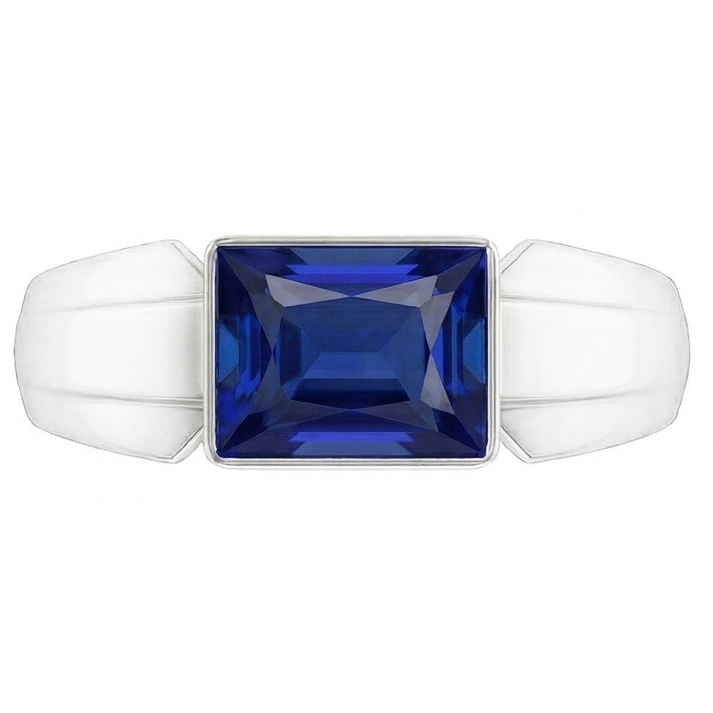 Natural Real ( Not Lab Grown )  2 Carats Solitaire Womens Ring Princess Ceylon Sapphire Bezel Set