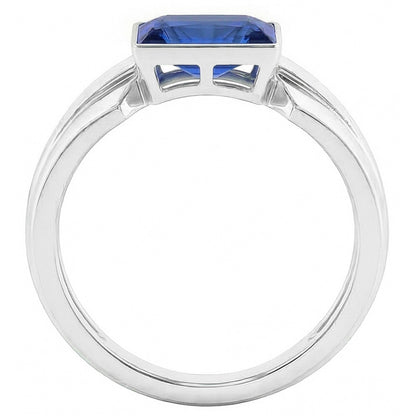 Natural Real ( Not Lab Grown )  2 Carats Solitaire Womens Ring Princess Ceylon Sapphire Bezel Set