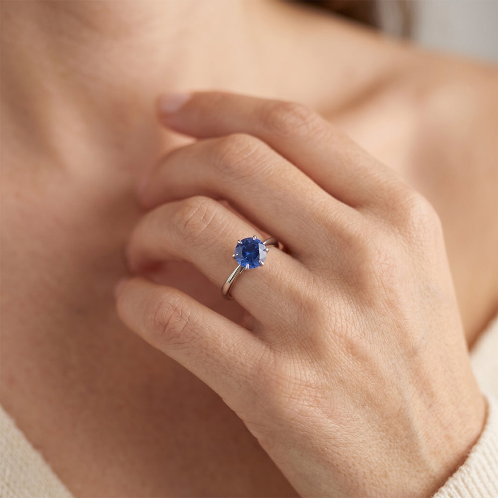 Natural Real ( Not Lab Grown )  2 Ct Genuine Sapphire Solitaire Ring