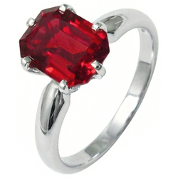 Natural Real ( Not Lab Grown )  2 Ct Prong Set Radiant Red Ruby White Gold 14K Solitaire Ring