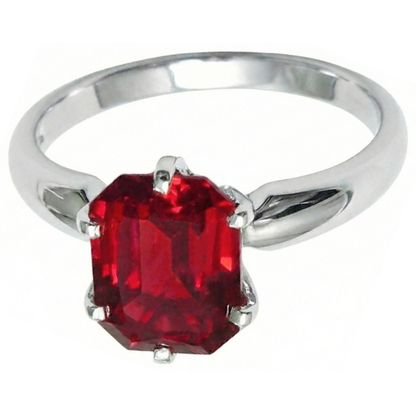 Natural Real ( Not Lab Grown )  2 Ct Prong Set Radiant Red Ruby White Gold 14K Solitaire Ring