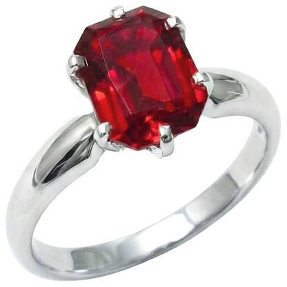 Natural Real ( Not Lab Grown )  2 Ct Prong Set Radiant Red Ruby White Gold 14K Solitaire Ring