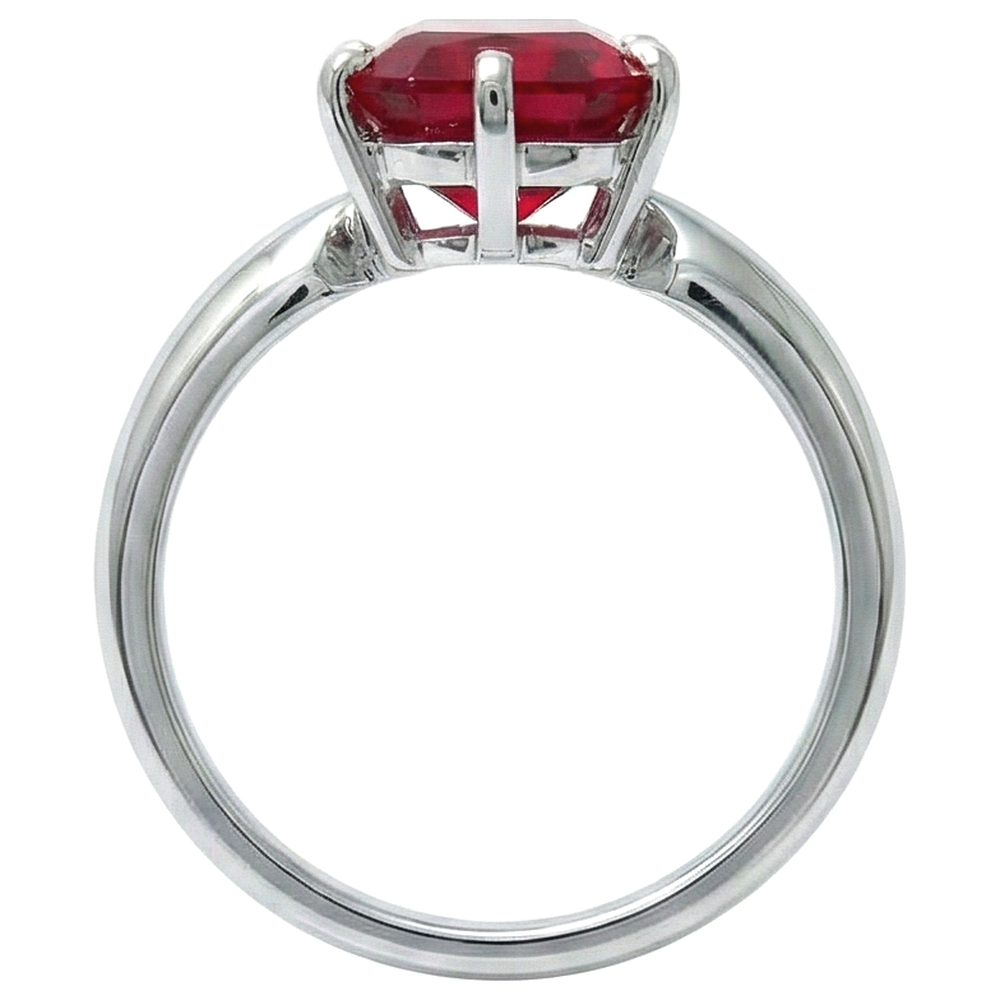 Natural Real ( Not Lab Grown )  2 Ct Prong Set Radiant Red Ruby White Gold 14K Solitaire Ring