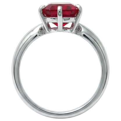 Natural Real ( Not Lab Grown )  2 Ct Prong Set Radiant Red Ruby White Gold 14K Solitaire Ring