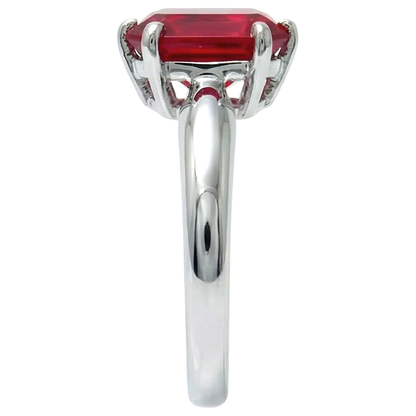 Natural Real ( Not Lab Grown )  2 Ct Prong Set Radiant Red Ruby White Gold 14K Solitaire Ring