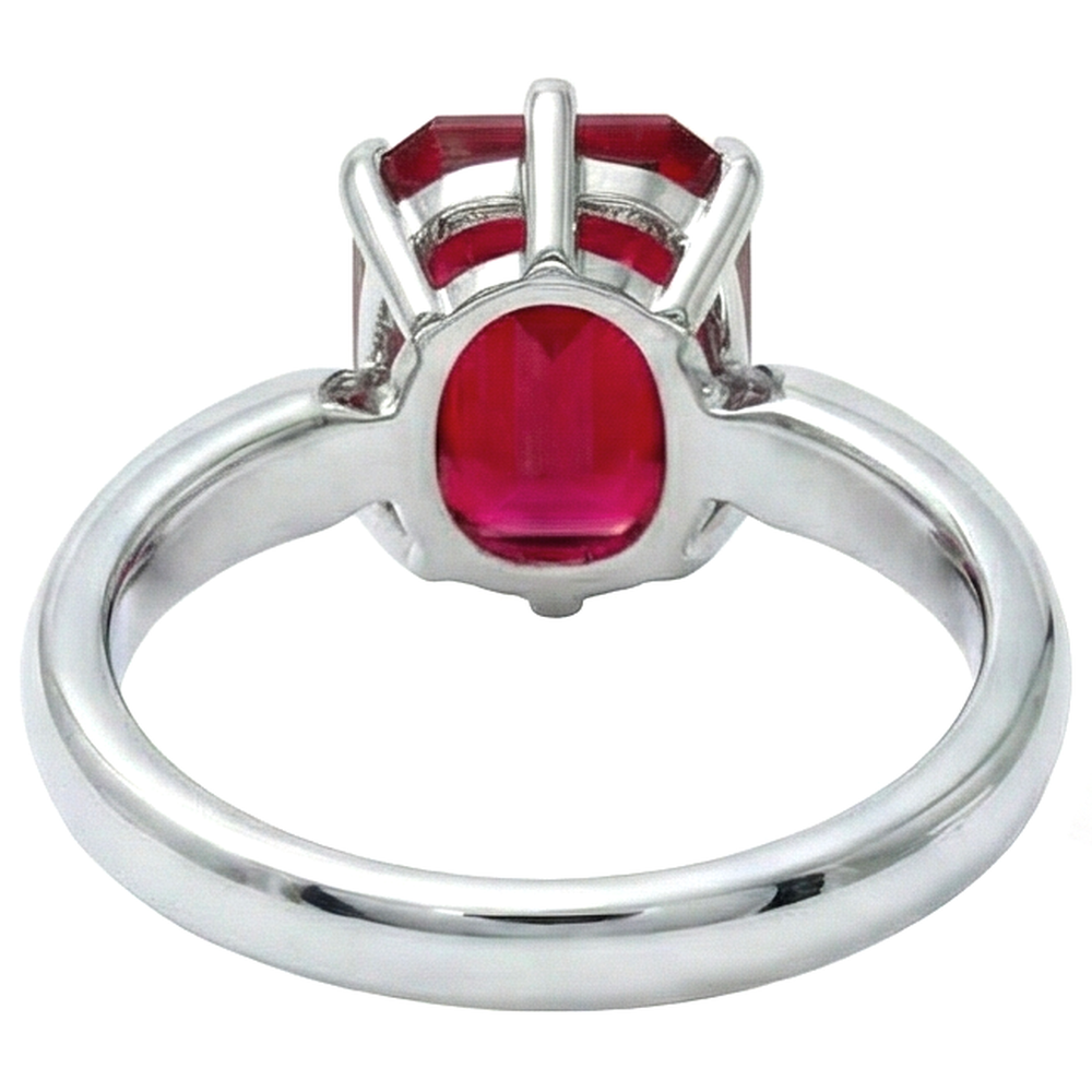 Natural Real ( Not Lab Grown )  2 Ct Prong Set Radiant Red Ruby White Gold 14K Solitaire Ring