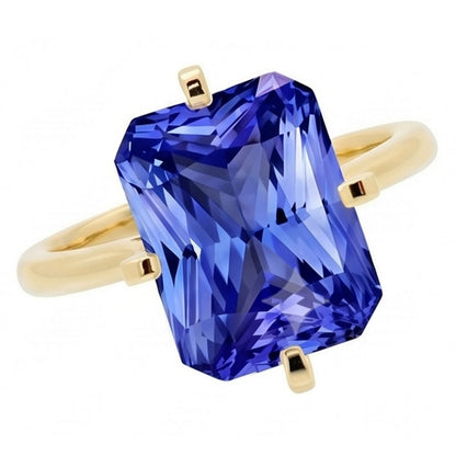 Natural Real ( Not Lab Grown )  3 Carat Sapphire Yellow Gold Engagement Ring