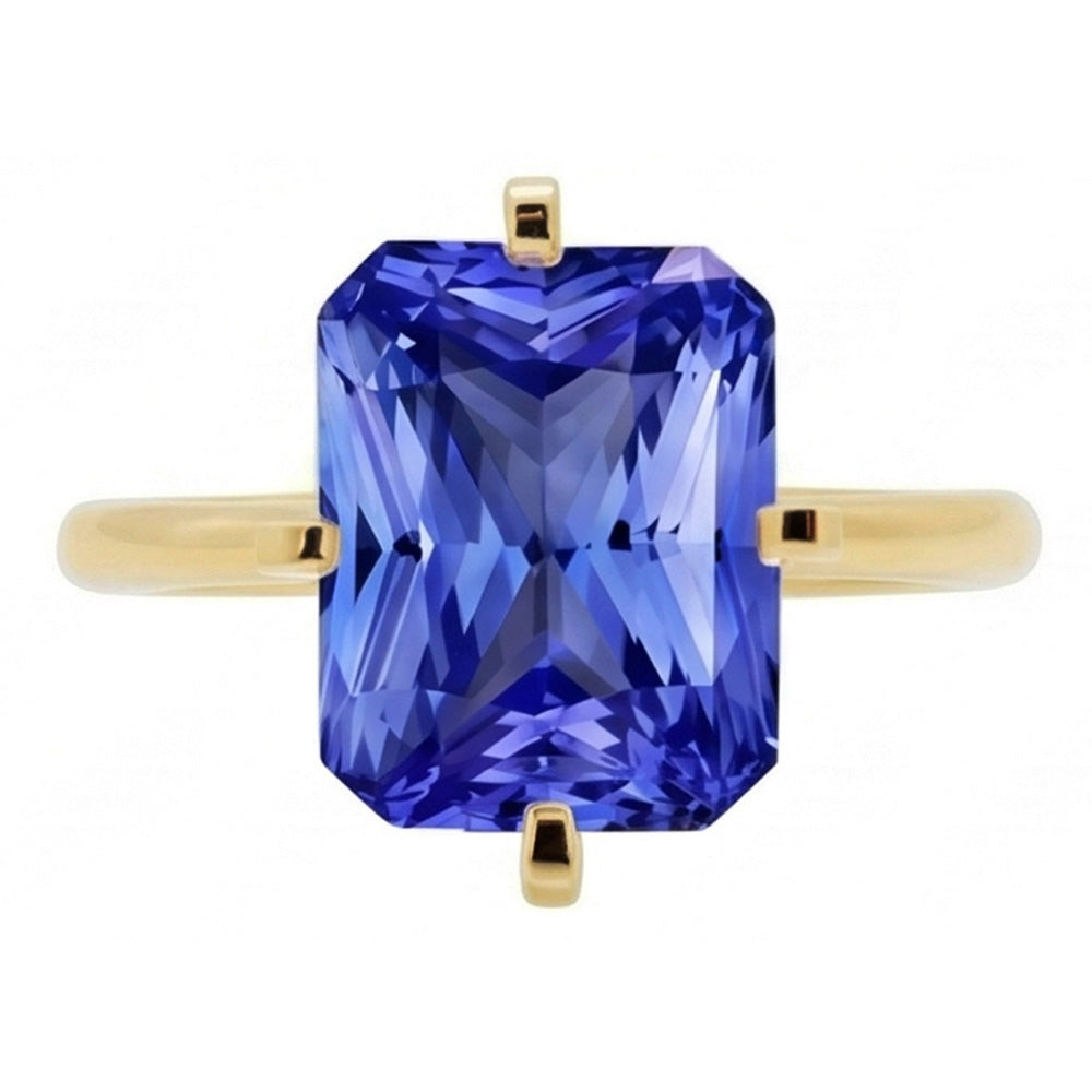 Natural Real ( Not Lab Grown )  3 Carat Sapphire Yellow Gold Engagement Ring