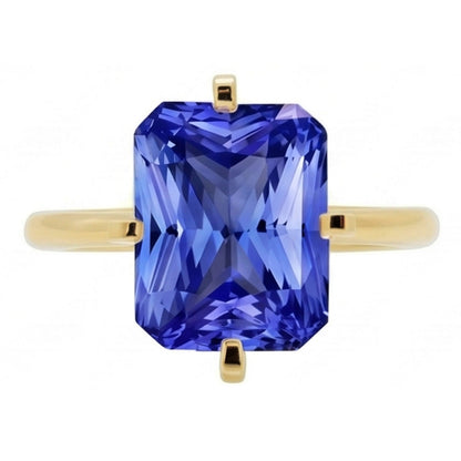 Natural Real ( Not Lab Grown )  3 Carat Sapphire Yellow Gold Engagement Ring