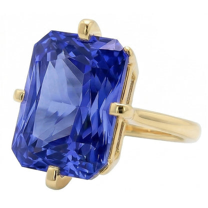 Natural Real ( Not Lab Grown )  3 Carat Sapphire Yellow Gold Engagement Ring