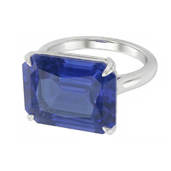 Natural Real ( Not Lab Grown )  3 Carats Emerald Solitaire Sri Lankan Sapphire Ring White Gold Jewelry