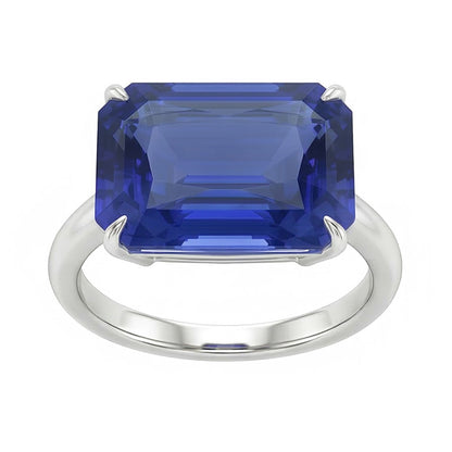 Natural Real ( Not Lab Grown )  3 Carats Emerald Solitaire Sri Lankan Sapphire Ring White Gold Jewelry