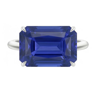 Natural Real ( Not Lab Grown )  3 Carats Emerald Solitaire Sri Lankan Sapphire Ring White Gold Jewelry