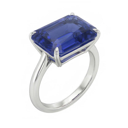 Natural Real ( Not Lab Grown )  3 Carats Emerald Solitaire Sri Lankan Sapphire Ring White Gold Jewelry
