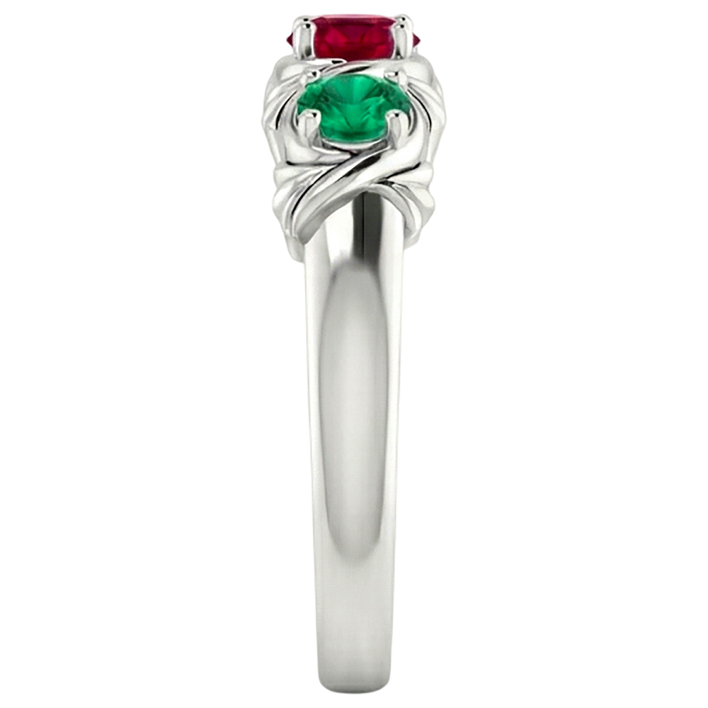 Natural Real ( Not Lab Grown )  3 Stone Ring 0.60 Carats Antique Style Ruby & Emerald